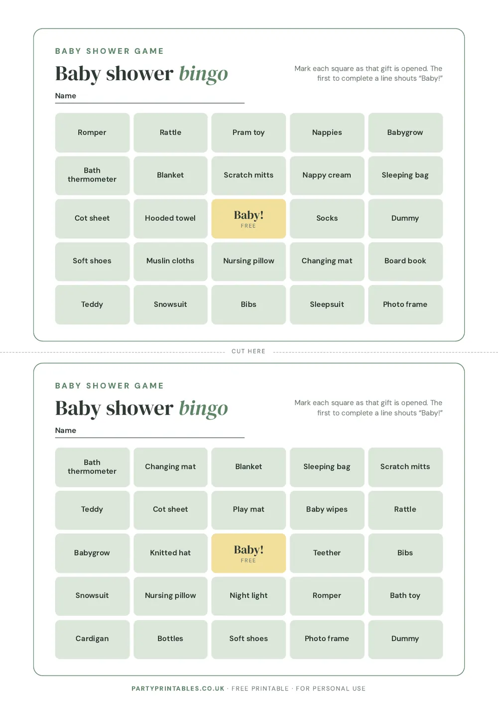 Page 4 of Baby shower gift bingo